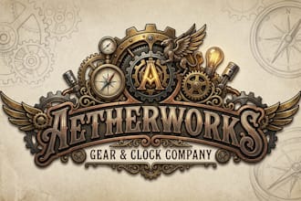 design a unique and vintage steampunk logo for your brand