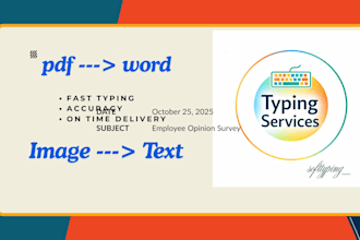 do fast and accurate copy typing, PDF to word, data entry