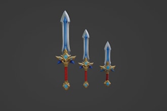 create stylized fantasy sword 3d models for games