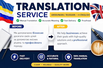 translate russian or ukrainian text to english manually