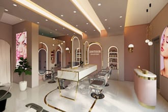 design modern  3d interior for beauty salon, barber shop, clinic, spa,nail salon