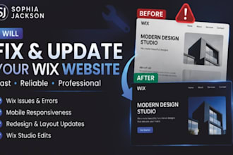fix wix website errors, update wix studio redesign layout
