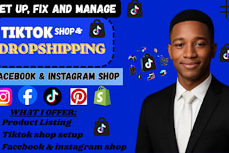 setup tiktok shop facebook shop or tiktok dropshipping shop and instagram shop
