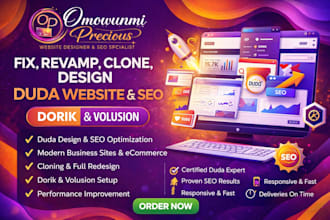 fix, revamp, clone, design duda website duda SEO dorik website volusion website
