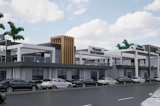 rebuild commercial building,restaurant interior,cafe shop layout,landscape space