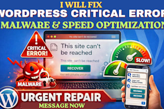 fix wordpress critical error, malware and speed optimization