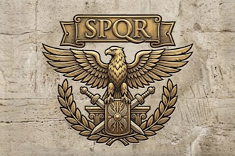 design a powerful and elegant roman style logo