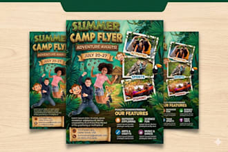 create awesome summer camp, winter camp,  school flyers