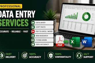 do accurate data entry, copy paste,pdf to excel web research
