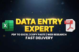 do accurate data entry, copy paste,pdf to excel web research