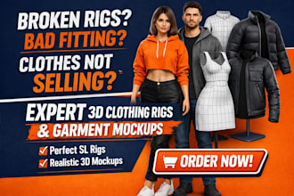 create second life rig 3d clothing mockup 3d garments for brand