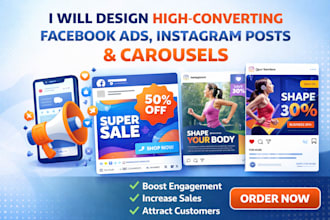 design facebook ads video, instagram posts and carousel designs