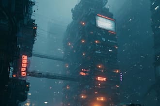 do cyberpunk sci fi futuristic city
