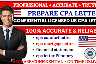 prepare cpa letter cpa comfort letter cpa mortgage letter, financial statement