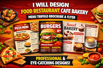 design food restaurant cafe bakery menu trifold brochure and flyer