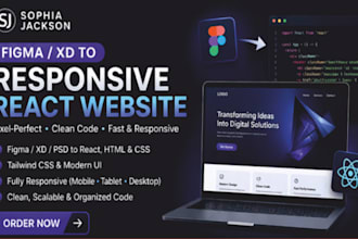 convert figma to responsive react html css tailwind website