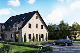 3d apartment complex,residential site,cgi outdoor seating area,playground render
