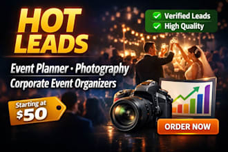 generate event planner leads event mangement, photography lead, facebook ads