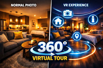 create immersive 360 virtual tour for airbnb hotels and rentals