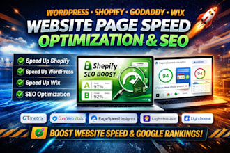 do wordpress shopify godaddy wix website page speed optimization seo speed fix
