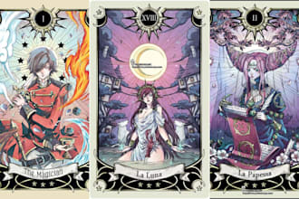 design tarot cards oracle deck playing card zodiac,  board game art in any style