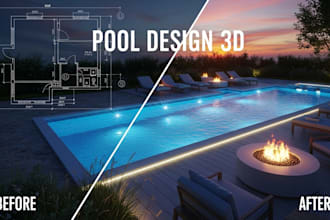 pool design 3d rendering backyard pool patio deck landscape design