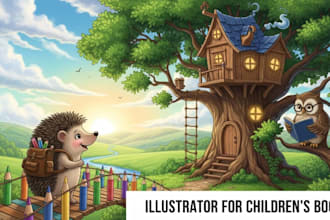 watercolor children book, children story book illustration, children book cover