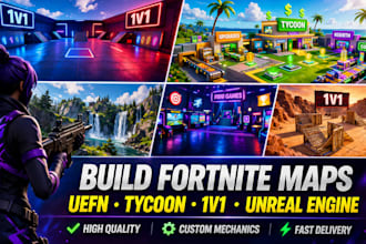 build fornite creative map, uefn map, tycoon map, unreal engine map, 1v1 map