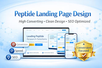 design peptide landing page high converting responsive SEO optimized