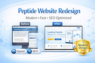 redesign peptide website modern SEO optimized fast responsive design
