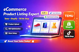 do temu product listing, upload, SEO optimize and manage shop