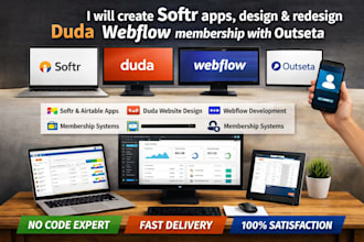 create softr apps design redesign duda webflow membership with outseta