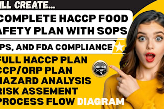 create a complete haccp food safety plan with sops, ccps, and fda compliance