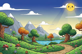 design stunning 2d game background and custom game assets