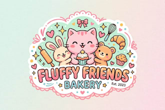 design a cute and charming kawaii brand logo