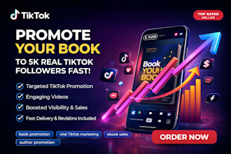 promote your book on tiktok to 5k real followers for fast sales