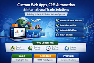 do web app development international trade crm automation financial analysis