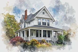 paint watercolor house portrait