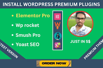 install elementor pro,wp rocket,smush pro and yoast seo premium wordpress plugin