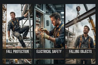 create realistic workplace safety posters and hazard scenes
