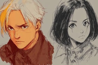 draw cheap coloured sketch anime style for you