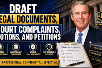 draft legal documents, court complaints, motions, and petitions