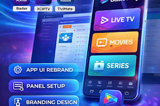 rebrand ip tv apps,ibo player, xciptv,tivimate with panel