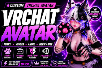 do vrc avatar commission vrchat avatar furry model vr nsfw model 3d furry model