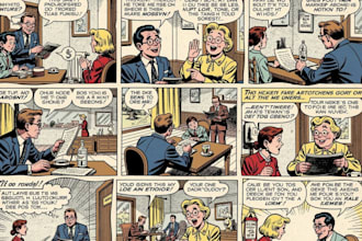 draw custom comic book art characters comic pages panels comic strip retro comic