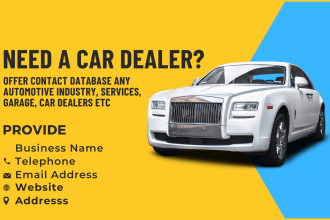 create contact list of automotive industry, services, garage, car dealers etc