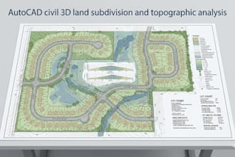 perform autocad civil 3d land subdivision and topographic analysis