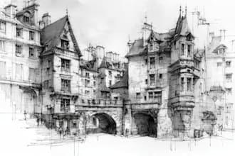 do architecture sketches in high quality
