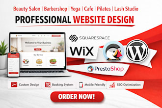squarespace beauty salon babershop yoga cafe pilate lash service website design