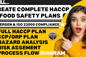 create complete haccp and food safety plans, allergen and iso 22000 compliance